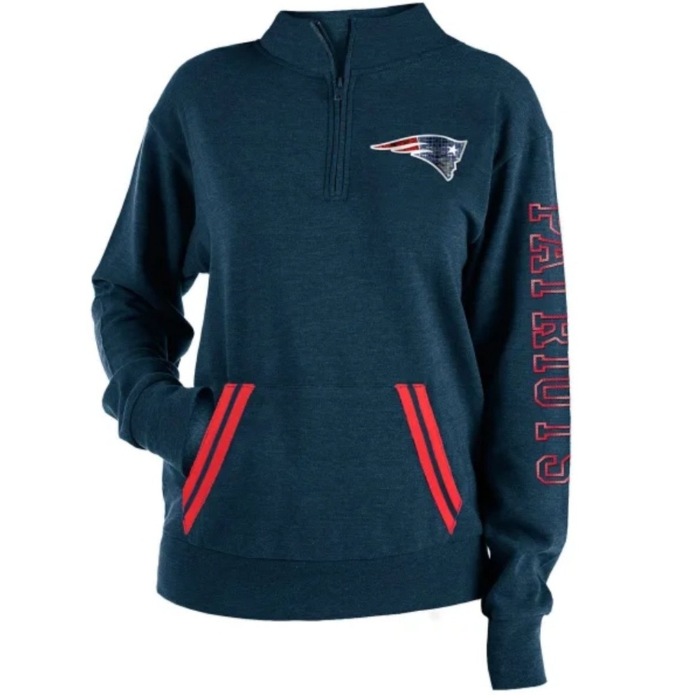 NE PATRIOTS Women's Half Zip Pullover with Sequins